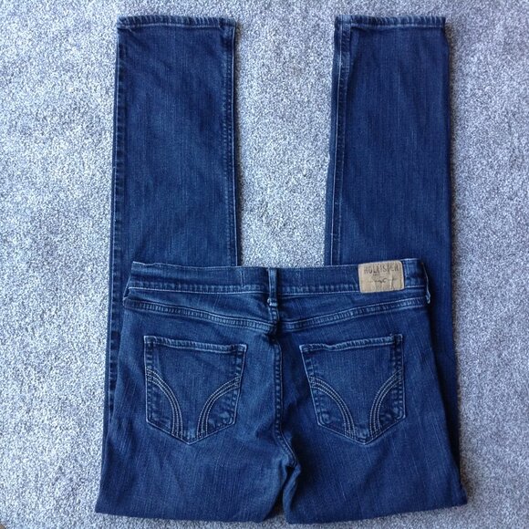 ⭐HOLLISTER “SOCAL STRETCH” STRAIGHT LEG DENIM JEANS in Dark Wash, size 9R⭐ - Picture 4 of 7